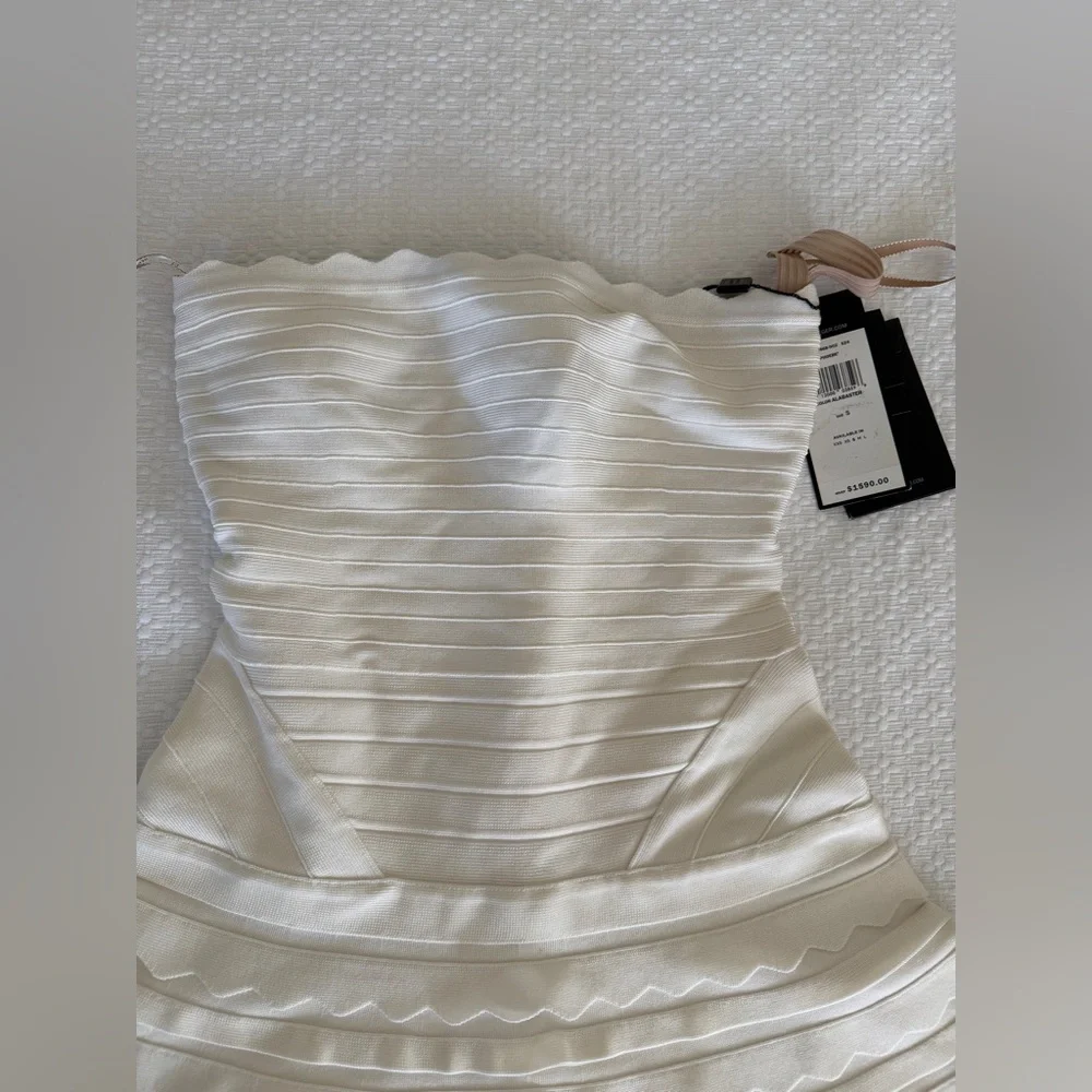Herve Leger “Phoebe Dress” NWT White Strapless Dress Small - Picture 5 of 10